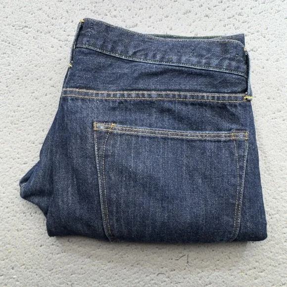 Sid Mashburn Jeans Mens 36x29 Blue Wide Leg Button Fly Indigo USA Made Tag 40x32